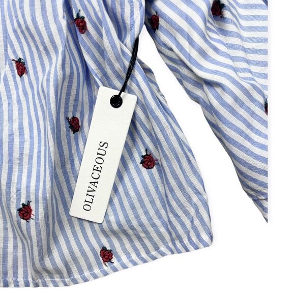 NWT Olivaceous Rose Embroidered Ruffled Sleeve Crop Top - Picture 9 of 11